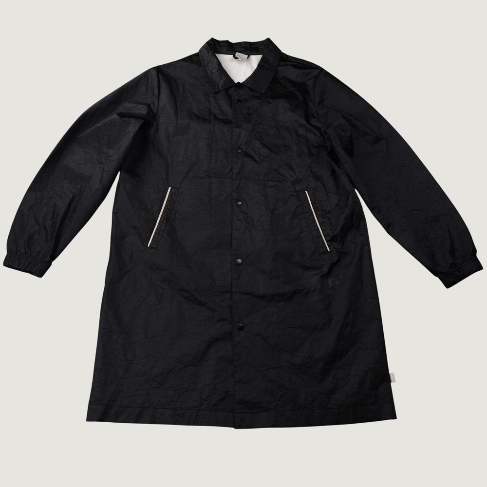 Nike Lab Long Coach Jacket XL Black Crinkle Techwear Trench Coat DH7847-010